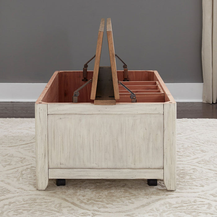 Farmhouse Reimagined Storage Trunk in Antique White - Furniture 4 Less (Jacksonville, NC)