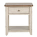 Farmhouse Reimagined End Table with Basket in Antique White - Furniture 4 Less (Jacksonville, NC)