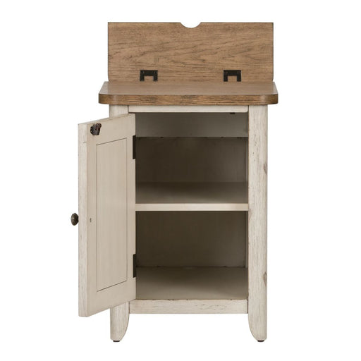 Liberty Farmhouse Reimagined Door Chair Side Table w/ Charging in Antique White - Furniture 4 Less (Jacksonville, NC)