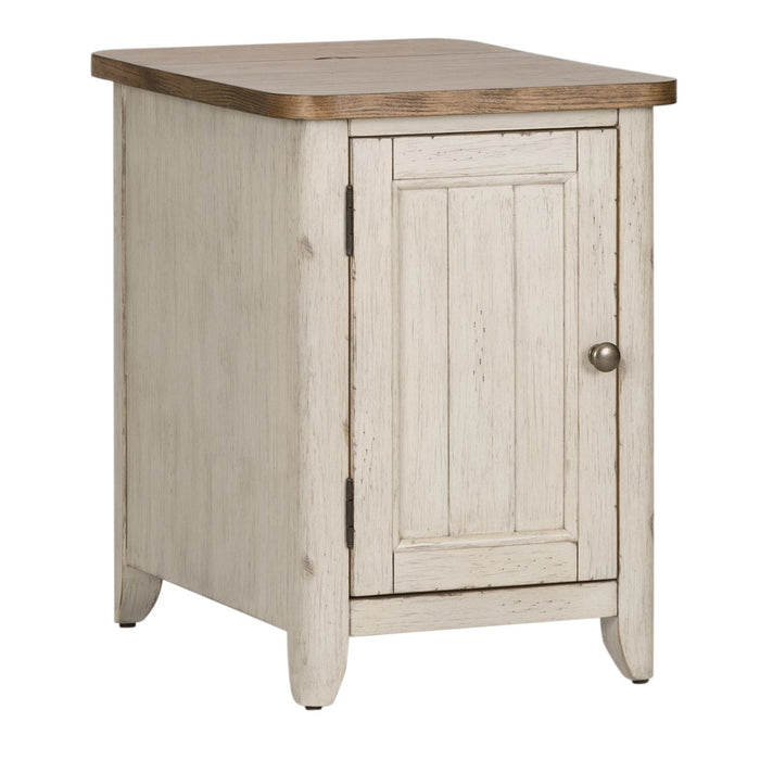 Farmhouse Reimagined Door Chair Side Table w/ Charging in Antique White - Furniture 4 Less (Jacksonville, NC)