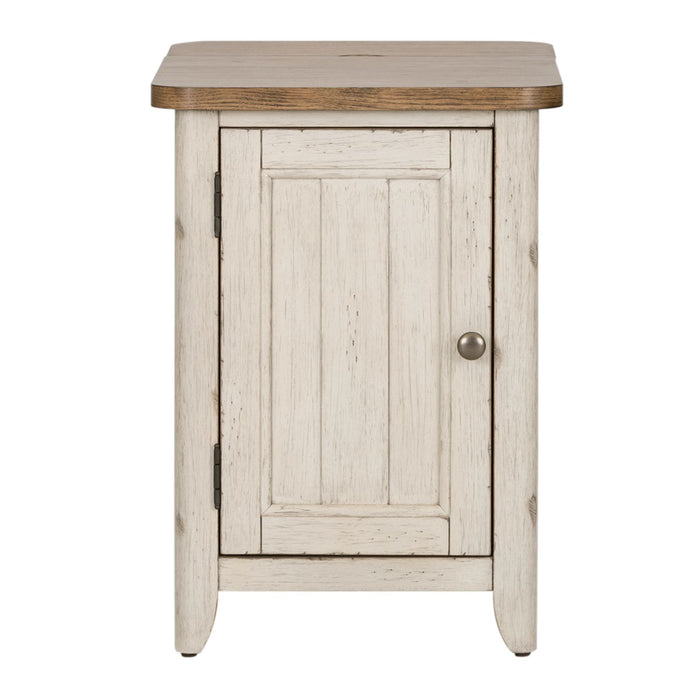 Farmhouse Reimagined Door Chair Side Table w/ Charging in Antique White - Furniture 4 Less (Jacksonville, NC)