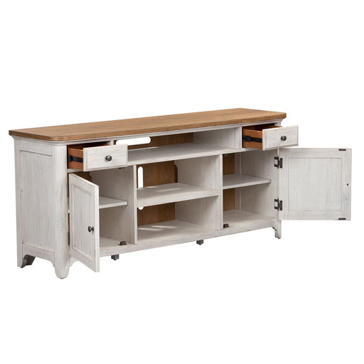 Liberty Farmhouse Reimagine Entertainment TV Stand in Antique White - Furniture 4 Less (Jacksonville, NC)
