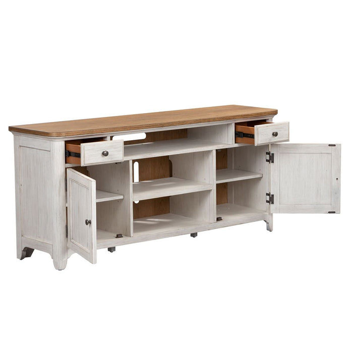 Liberty Farmhouse Reimagine Entertainment TV Stand in Antique White - Furniture 4 Less (Jacksonville, NC)