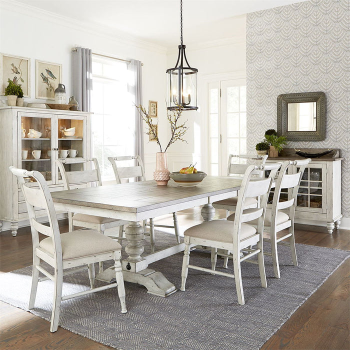 Liberty Furniture Whitney Trestle Table in Weathered Gray - Furniture 4 Less (Jacksonville, NC)