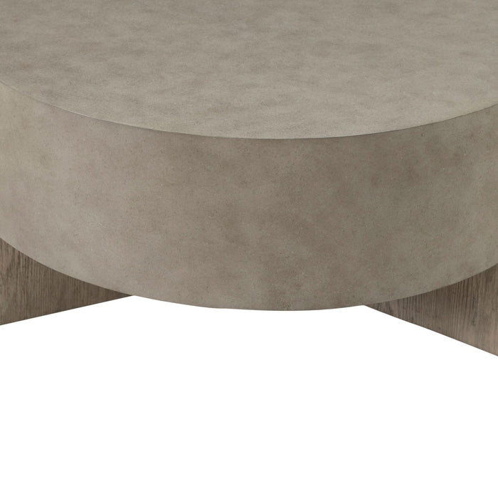 Affinity Round Cocktail Table in Dusty Taupe with Concrete Top - Furniture 4 Less (Jacksonville, NC)