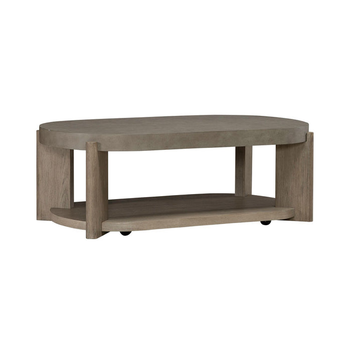 Affinity Oval Cocktail Table in Dusty Taupe with Concrete Top - Furniture 4 Less (Jacksonville, NC)