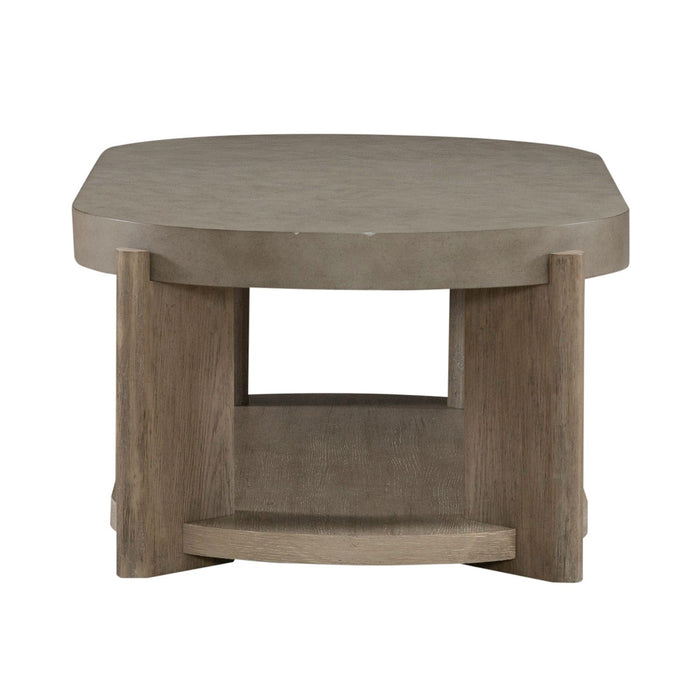 Affinity Oval Cocktail Table in Dusty Taupe with Concrete Top - Furniture 4 Less (Jacksonville, NC)
