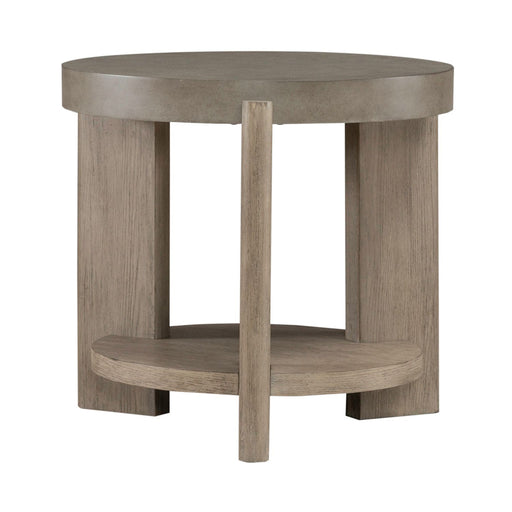 Affinity Round End Table in Dusty Taupe with Concrete Top - Furniture 4 Less (Jacksonville, NC)