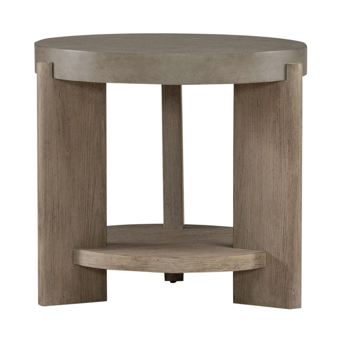 Affinity Round End Table in Dusty Taupe with Concrete Top - Furniture 4 Less (Jacksonville, NC)