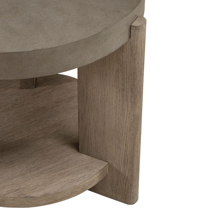 Affinity Round End Table in Dusty Taupe with Concrete Top - Furniture 4 Less (Jacksonville, NC)