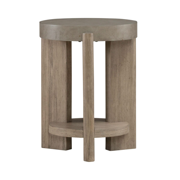 Affinity Chairside Table in Dusty Taupe with Concrete Top - Furniture 4 Less (Jacksonville, NC)