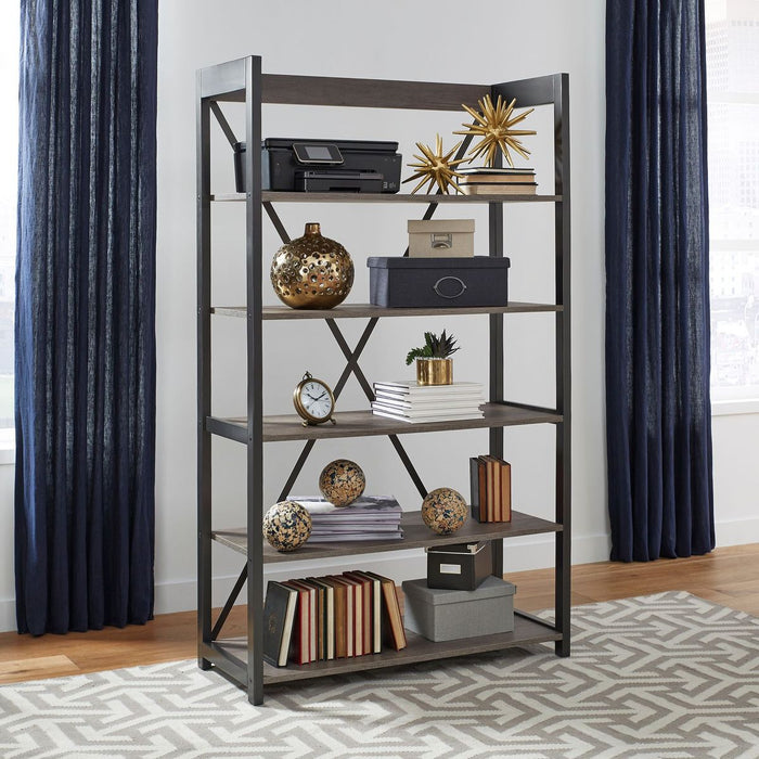 Liberty Furniture Tanners Creek Bookcase in Greystone - Furniture 4 Less (Jacksonville, NC)