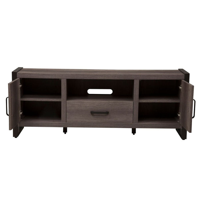 Liberty Farmhouse Tanners Creek Entertainment TV Stand in Greystone - Furniture 4 Less (Jacksonville, NC)
