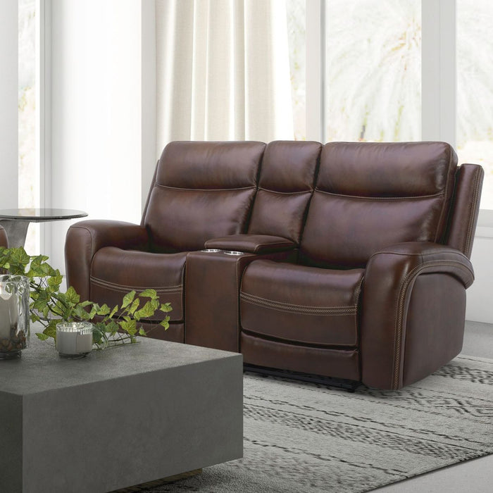 Liberty Furniture Blair Loveseat w/Console P2 & ZG in Cognac - Furniture 4 Less (Jacksonville, NC)