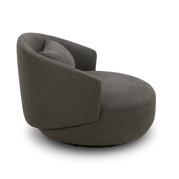 Haley Uph Swivel Cuddler Chair - Charcoal - Furniture 4 Less (Jacksonville, NC)