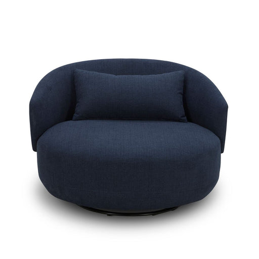 Liberty Furniture Haley Upholstered Swivel Cuddler Chair in Midnight - Furniture 4 Less (Jacksonville, NC)