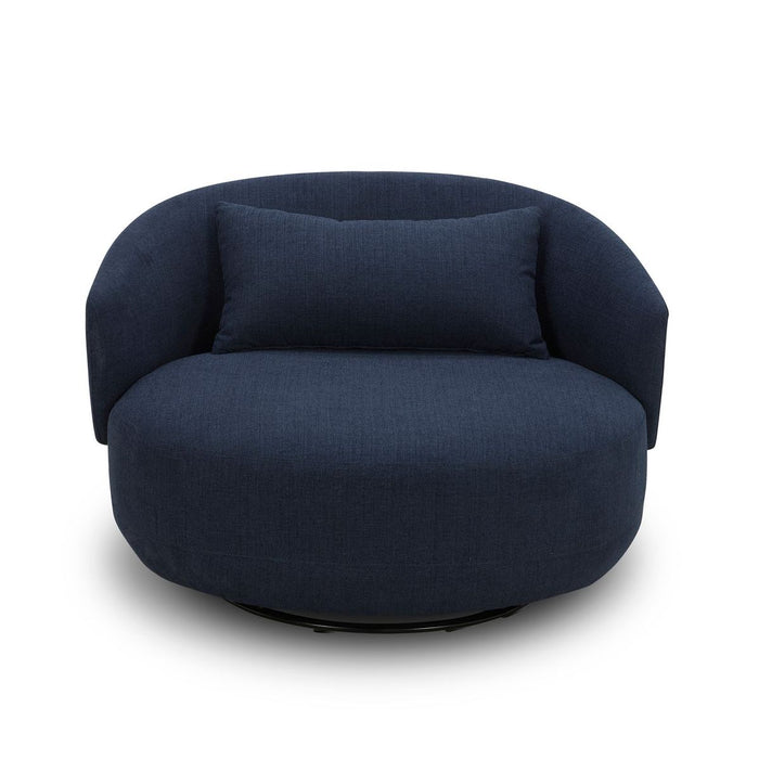 Liberty Furniture Haley Upholstered Swivel Cuddler Chair in Midnight - Furniture 4 Less (Jacksonville, NC)