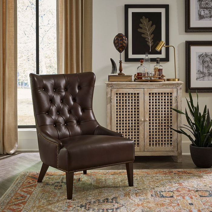 Liberty Furniture Garrison Leather Accent Chair in Brown - Furniture 4 Less (Jacksonville, NC)