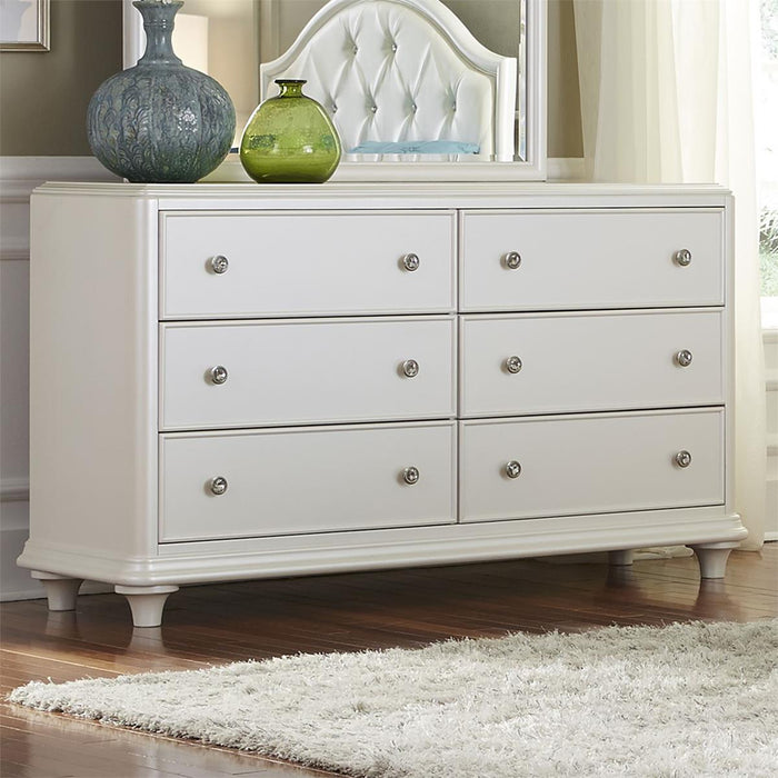 Liberty Furniture Stardust 6 Drawer Dresser in Iridescent White - Furniture 4 Less (Jacksonville, NC)