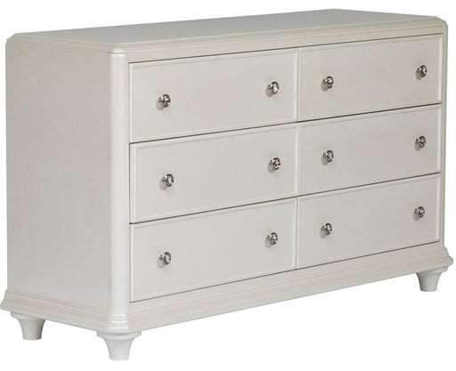 Liberty Furniture Stardust 6 Drawer Dresser in Iridescent White - Furniture 4 Less (Jacksonville, NC)