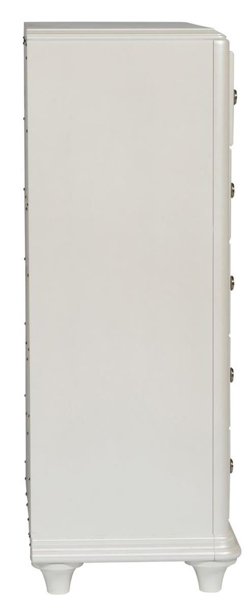 Liberty Furniture Stardust 5 Drawer Chest in Iridescent White - Furniture 4 Less (Jacksonville, NC)