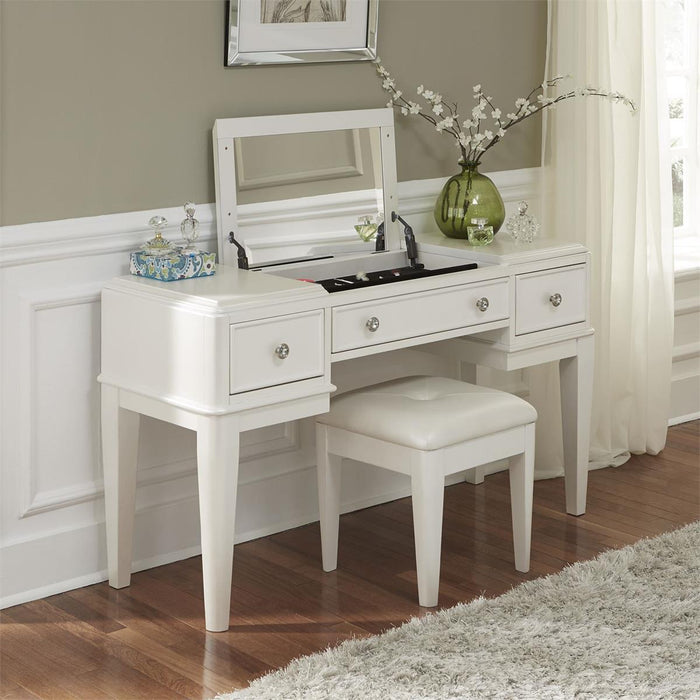 Liberty Furniture Stardust Vanity Desk in Iridescent White - Furniture 4 Less (Jacksonville, NC)