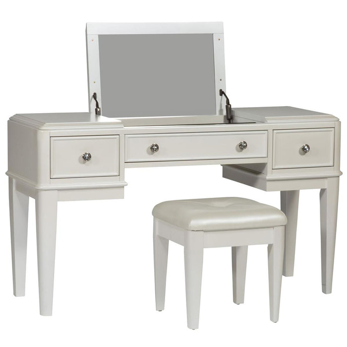 Liberty Furniture Stardust Vanity Desk in Iridescent White - Furniture 4 Less (Jacksonville, NC)