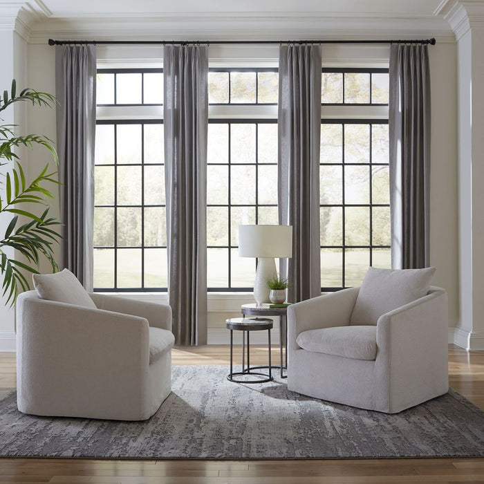 Liberty Furniture Saxton Upholstered Swivel Accent Chair in Ivory - Furniture 4 Less (Jacksonville, NC)