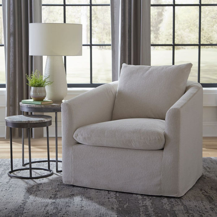 Liberty Furniture Saxton Upholstered Swivel Accent Chair in Ivory - Furniture 4 Less (Jacksonville, NC)