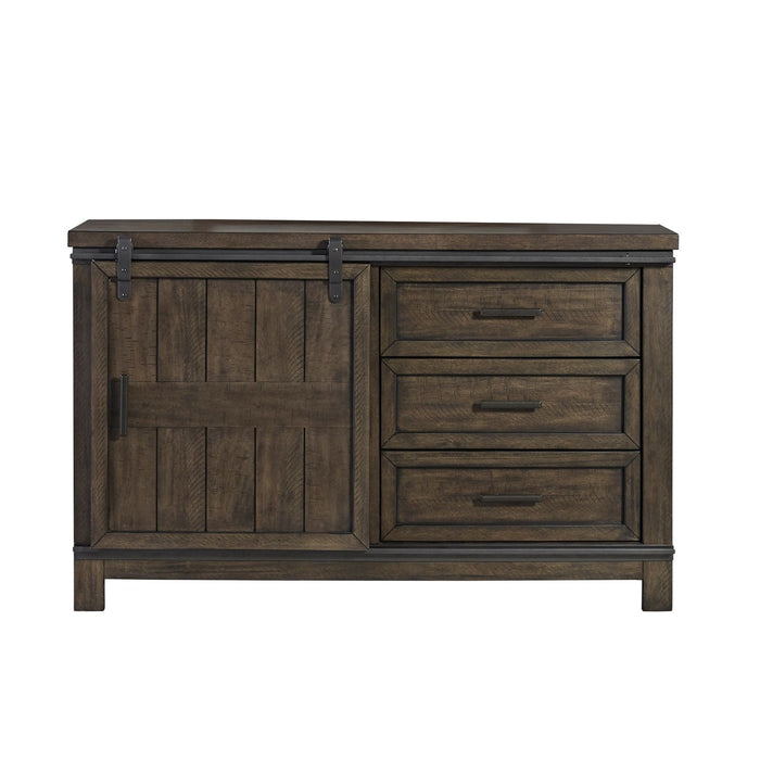 Thornwood Hills Barn Door Dresser in Rock Beaten Gray - Furniture 4 Less (Jacksonville, NC)