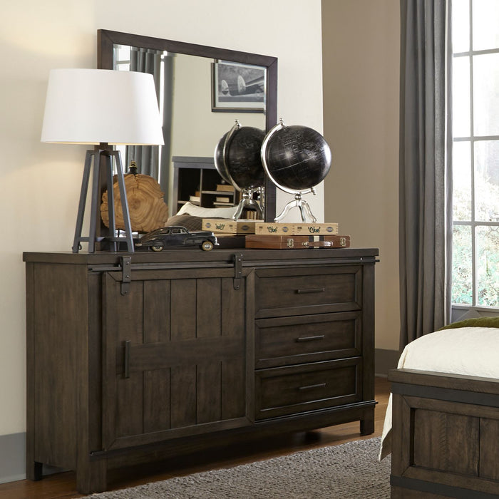 Thornwood Hills Barn Door Dresser in Rock Beaten Gray - Furniture 4 Less (Jacksonville, NC)