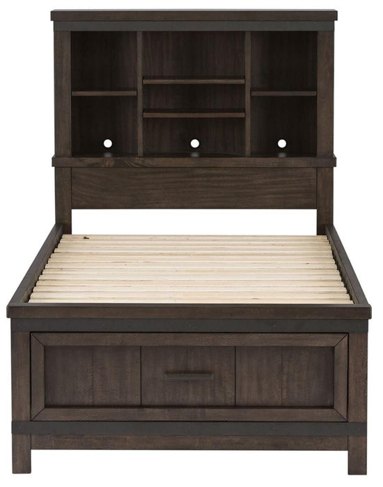 Liberty Furniture Thornwood Hills Twin Bookcase Bed in Rock Beaten Gray - Furniture 4 Less (Jacksonville, NC)