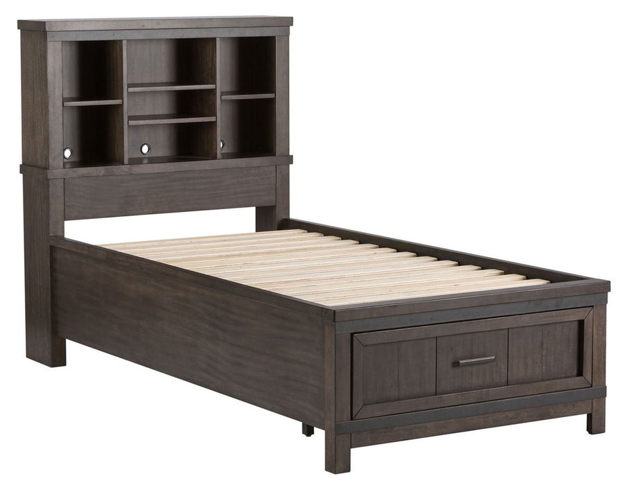 Liberty Furniture Thornwood Hills Full Bookcase Bed in Rock Beaten Gray - Furniture 4 Less (Jacksonville, NC)
