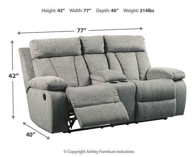 Mitchiner Reclining Loveseat with Console - Furniture 4 Less (Jacksonville, NC)