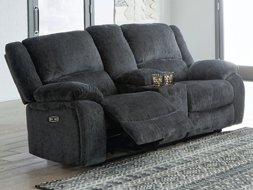 Draycoll Power Reclining Loveseat with Console - Furniture 4 Less (Jacksonville, NC)