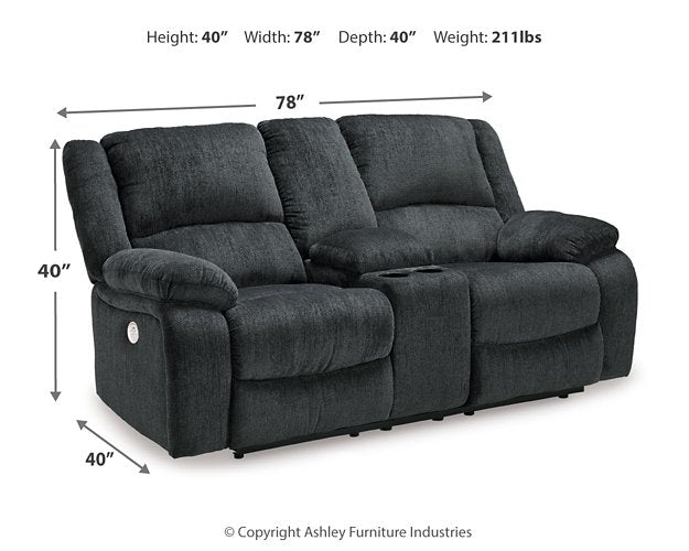 Draycoll Power Reclining Loveseat with Console - Furniture 4 Less (Jacksonville, NC)