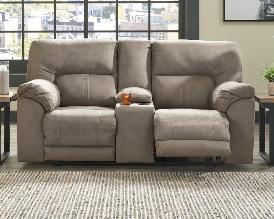 Cavalcade Power Reclining Loveseat with Console - Furniture 4 Less (Jacksonville, NC)