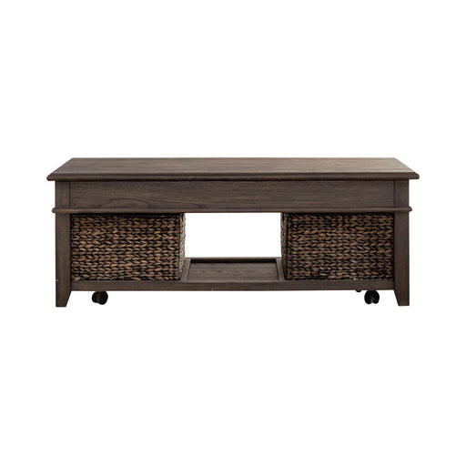 Liberty Furniture Mill Creek Lift Top Cocktail Table in Peppercorn - Furniture 4 Less (Jacksonville, NC)