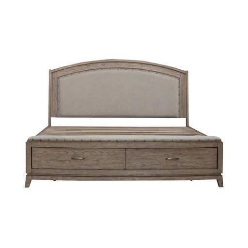 Liberty Furniture Avalon King Upholstered Storage Bed in Burnished Beige - Furniture 4 Less (Jacksonville, NC)