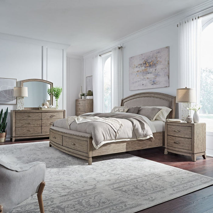 Liberty Furniture Avalon King Upholstered Storage Bed in Burnished Beige - Furniture 4 Less (Jacksonville, NC)