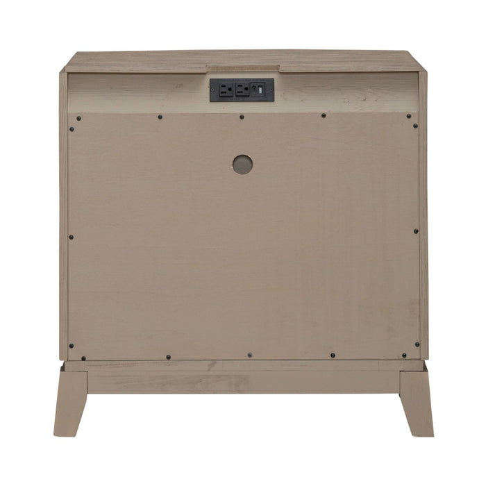 Avalon Nightstand with Charging Station in Burnished Beige - Furniture 4 Less (Jacksonville, NC)
