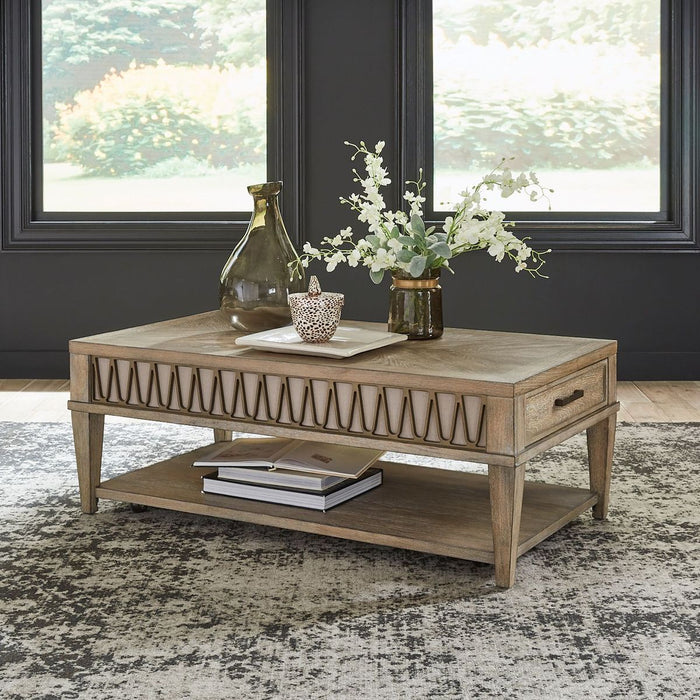 Liberty Furniture Devonshire Cocktail Table in Weathered Sandstone - Furniture 4 Less (Jacksonville, NC)