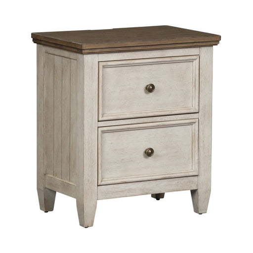 Heartland 2 Drawer Nightstand w/ Charging Station in Antique White - Furniture 4 Less (Jacksonville, NC)