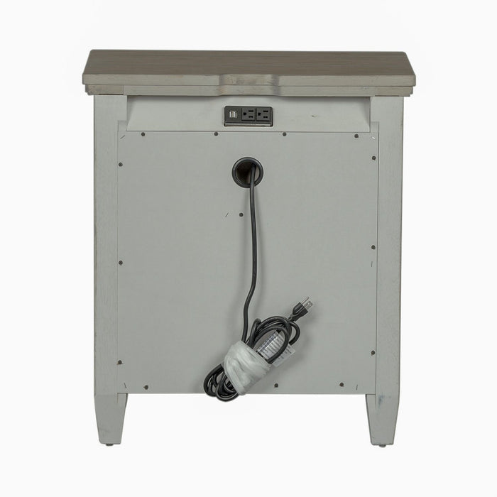 Heartland 2 Drawer Nightstand w/ Charging Station in Antique White - Furniture 4 Less (Jacksonville, NC)