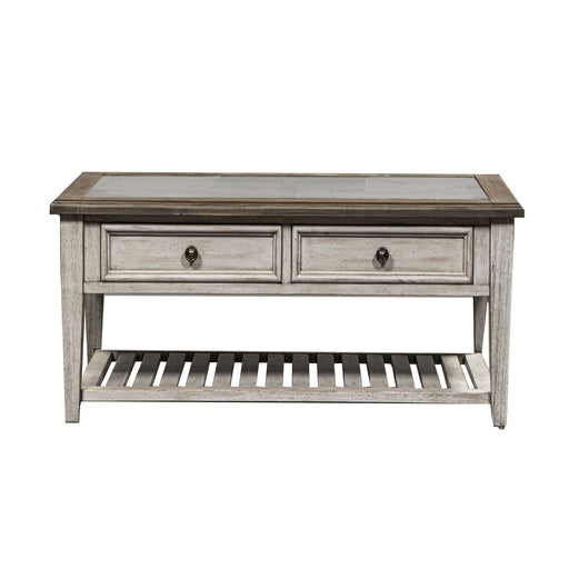 Heartland Rect Ceiling Tile Cocktail Table in Antique White - Furniture 4 Less (Jacksonville, NC)