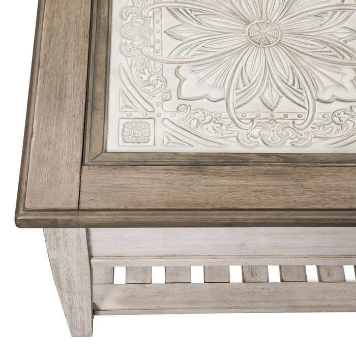 Heartland Rect Ceiling Tile Cocktail Table in Antique White - Furniture 4 Less (Jacksonville, NC)