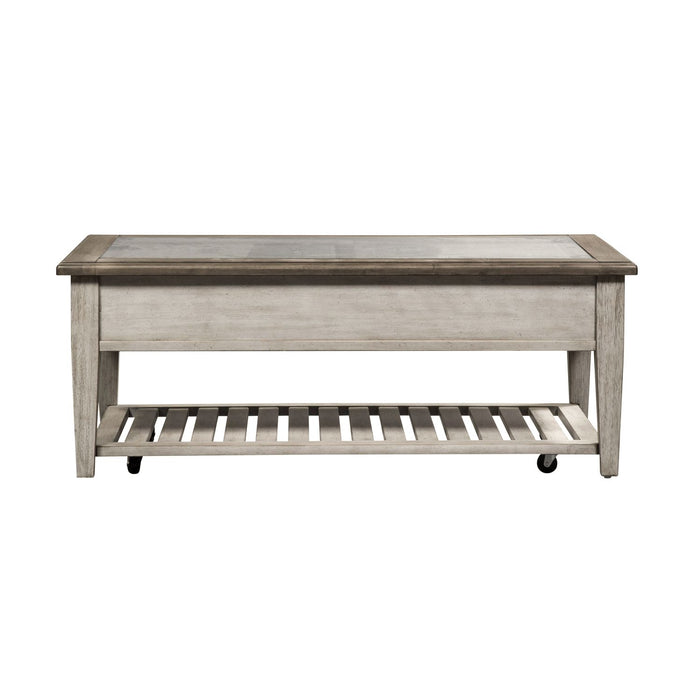 Heartland Rect Ceiling Tile Cocktail Table in Antique White - Furniture 4 Less (Jacksonville, NC)