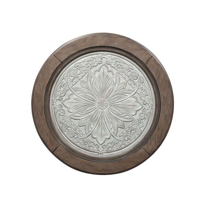 Heartland Round Ceiling Tile Cocktail Table in Antique White - Furniture 4 Less (Jacksonville, NC)