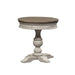 Heartland Round Pedestal Chair Side Table in Antique White - Furniture 4 Less (Jacksonville, NC)