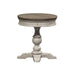 Heartland Round Pedestal Chair Side Table in Antique White - Furniture 4 Less (Jacksonville, NC)